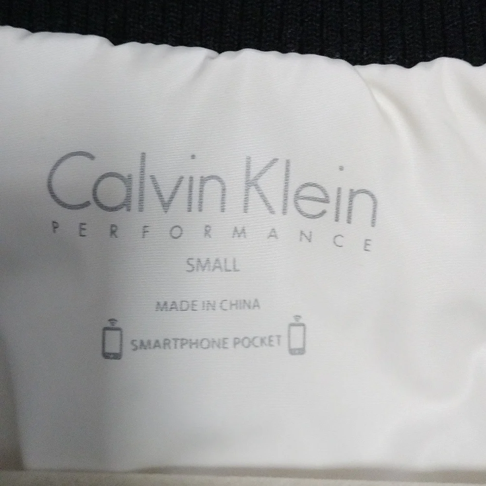 Calvin Klein Black White Quilted performance zip up vest S walking Jogging